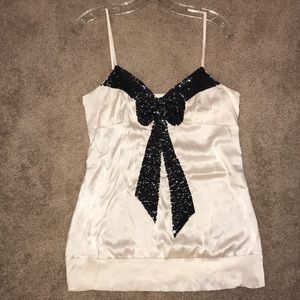 Silk Bebe blouse with sequin bow 🎀